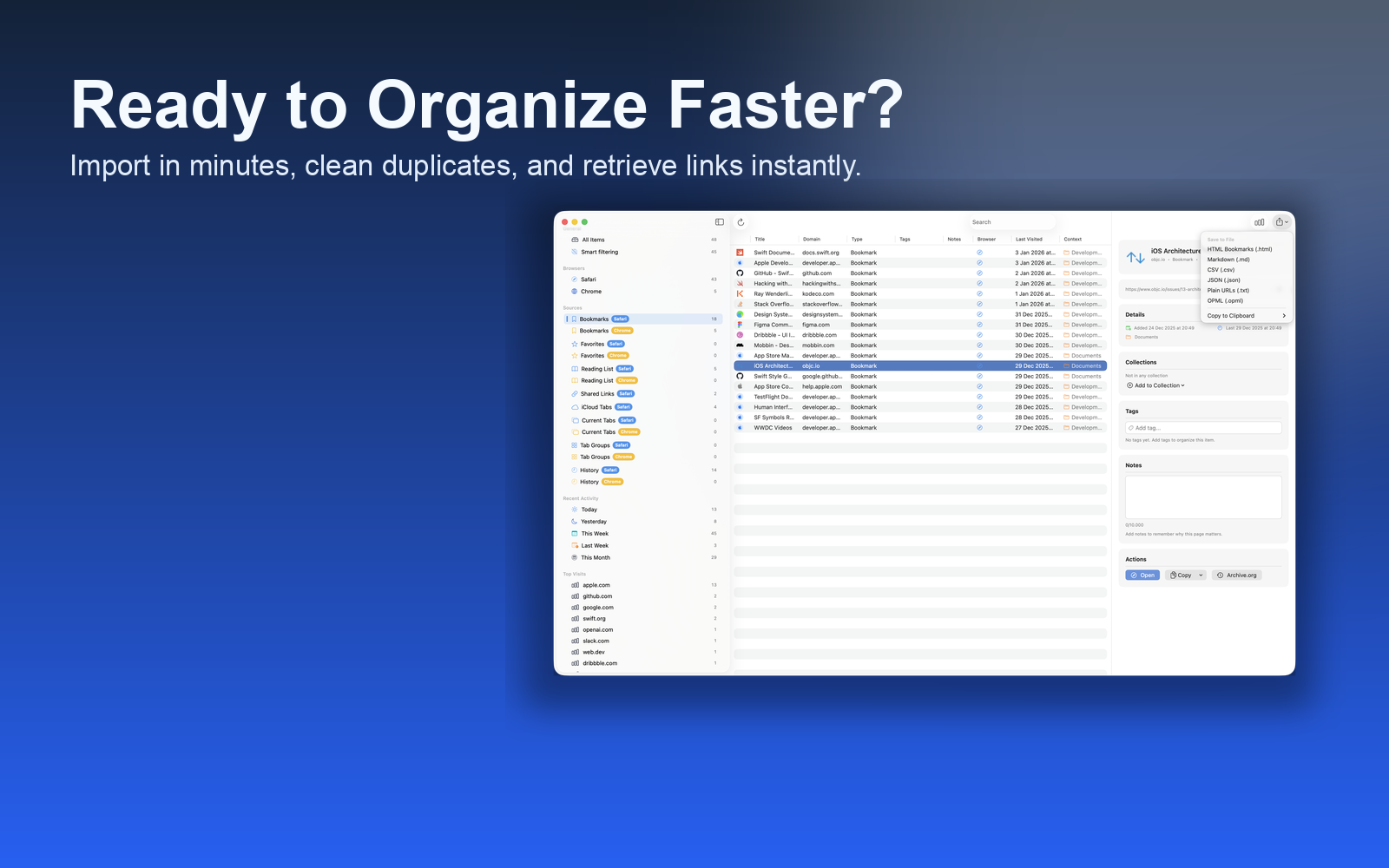 Arcmark first-session download workflow screenshot