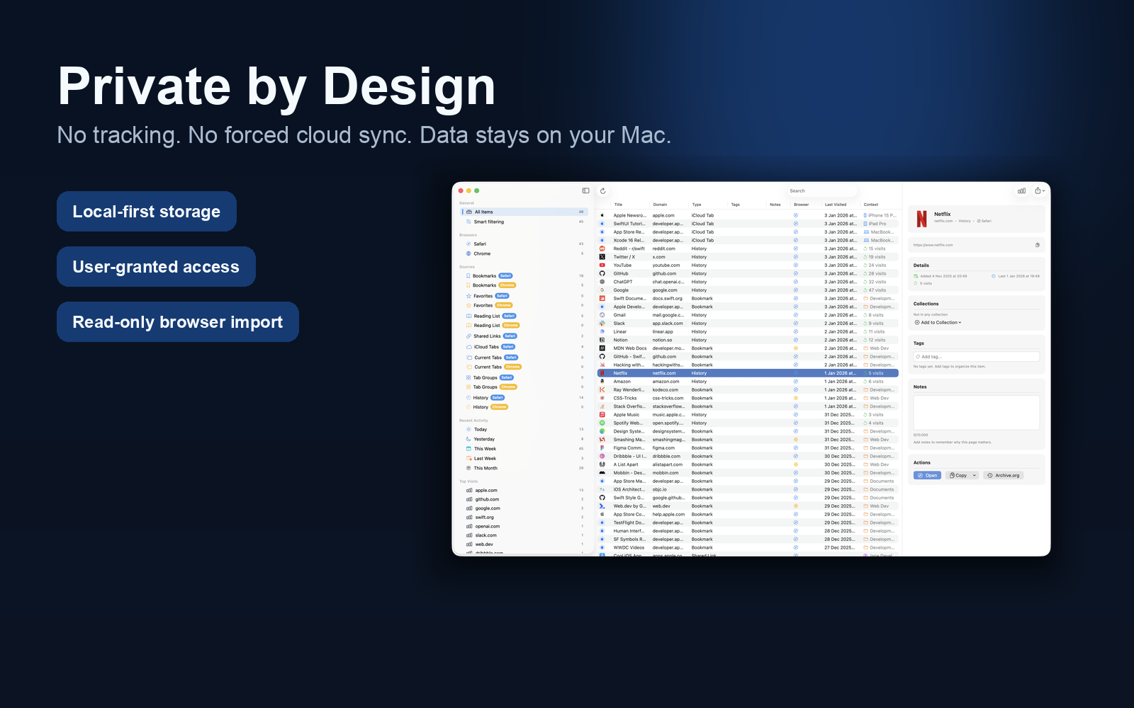 Arcmark privacy-first workflow screenshot